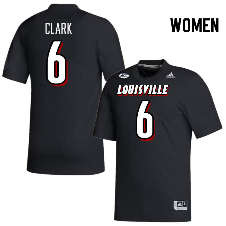 Women #6 Stanquan Clark Louisville Cardinals College Football Jerseys Stitched-Black